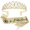 90th Birthday Sash and Tiara, Gold Tiara, 90th Birthday Gifts for Women, 90th Birthday Decorations for Women, Happy 90th Birthday Decorations